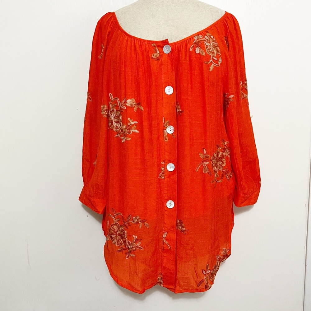 Fig & Flower Embroidered Blouse m - Picture 1 of 7